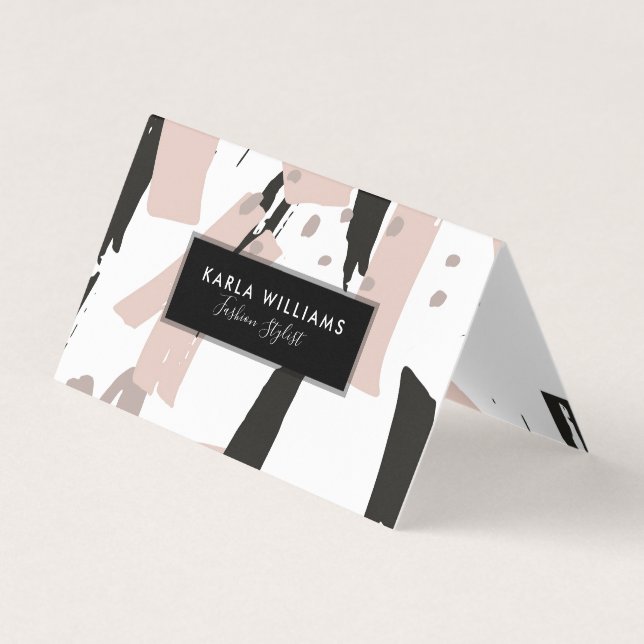 Carte De Visite Découpe de brosse moderne Composition des traits (Devant)