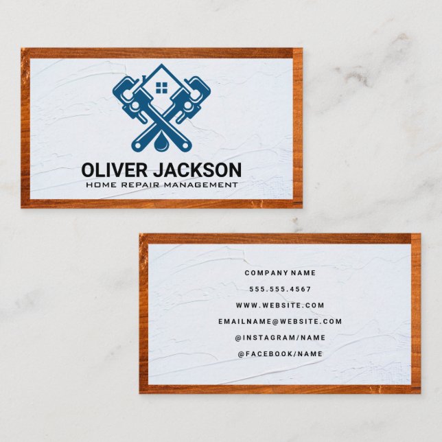 Carte De Visite Découpe en bois | Spackle | Logo de réparation à d (Devant / Derrière)