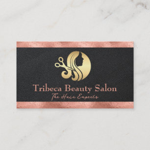 Carte De Visite Découpe rose Gold Foil   Cuir   Logo du salon