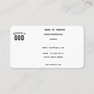 CARTE DE VISITE DÉDIÉ À DIEU COOL PERSONNALISABLE NOIR TEXTE