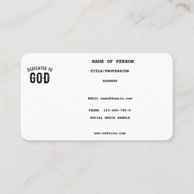 CARTE DE VISITE DÉDIÉ À DIEU COOL PERSONNALISABLE NOIR TEXTE (Devant)