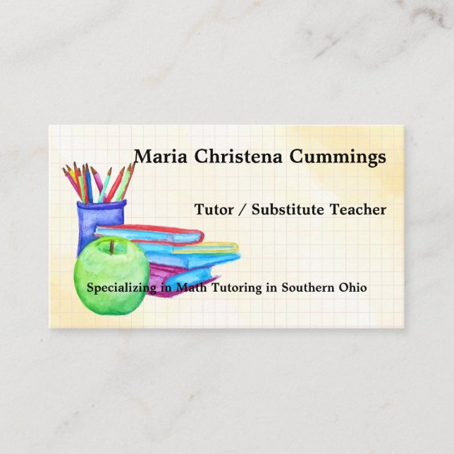 Carte de visite d'éducation d'aquarelle de (Devant)
