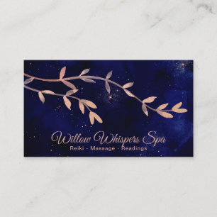 Carte De Visite *~* Deep Blue Night Sky Botanical Willow Branch