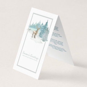 Carte De Visite Deer Watercolor Joyeuses Fêtes Mini Salutations