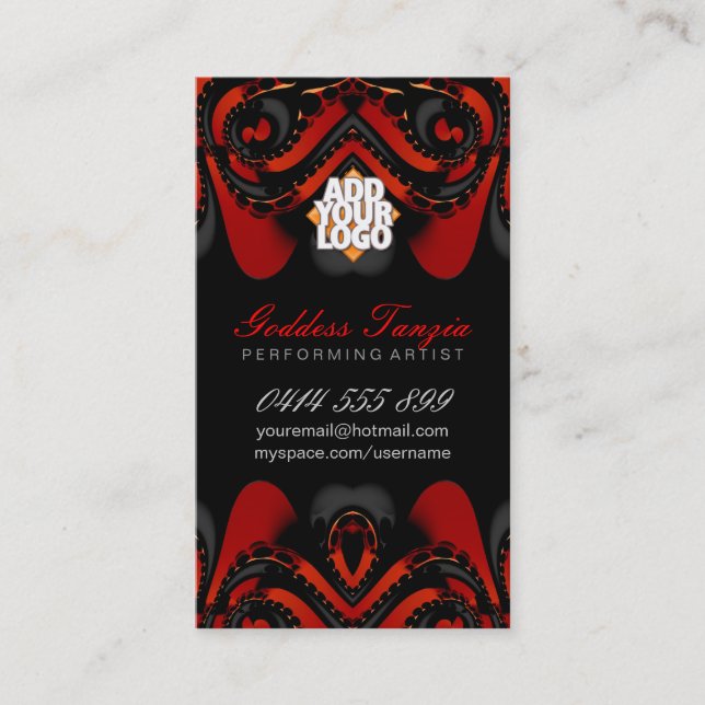 Carte De Visite Déesse Tribale Exotique Rouge+Carte de visite Noir (Devant)
