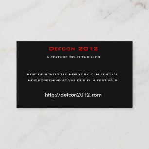 Carte De Visite Defcon 2012, un THRILLER de la SCIENCE FICTION de