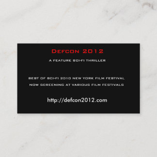 Carte De Visite Defcon 2012, un THRILLER de la SCIENCE FICTION de