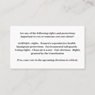 Carte De Visite Défendre la démocratie - Vote Blue
