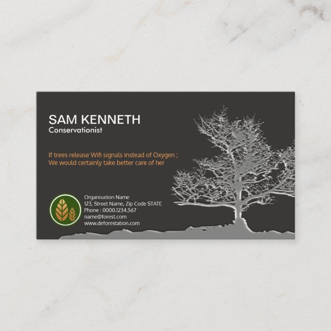 Carte De Visite Défenseur de l'environnement créatif d'arbre de (Devant)