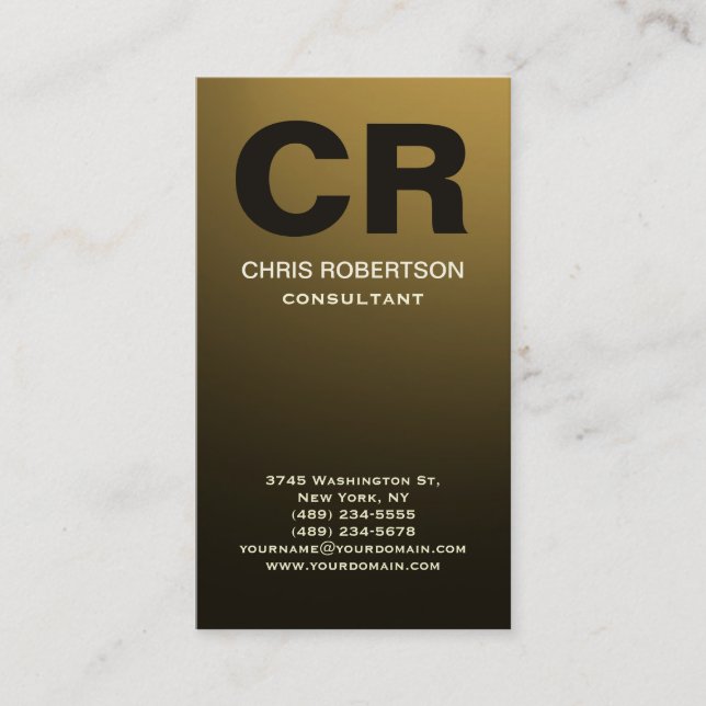 Carte de visite d'effet Brown Jaune Monogram Gold (Devant)