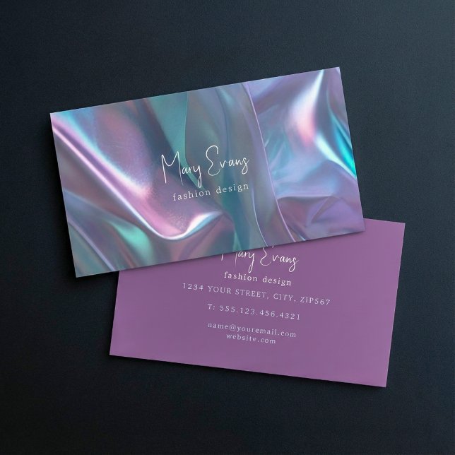 Carte de visite d'effet de tissu holographique (Holographic fabric effect business card.)