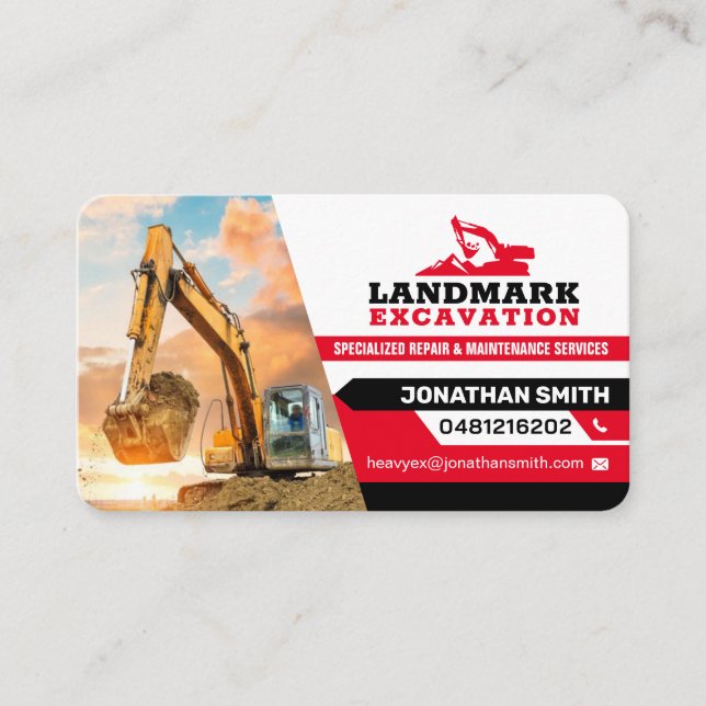 Carte De Visite Défrichage, Excavation, Aménagement, Construction (Devant)
