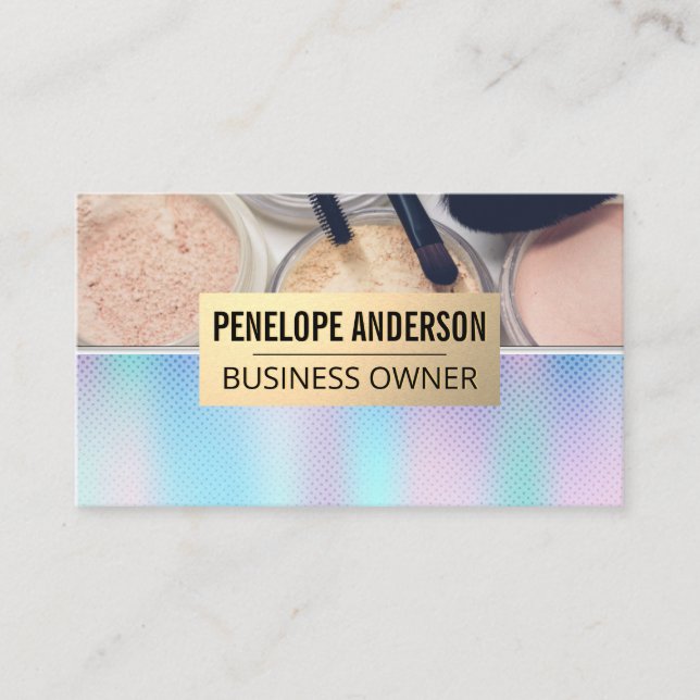 Carte De Visite Dégradé holographique | Palette de maquillage et b (Devant)