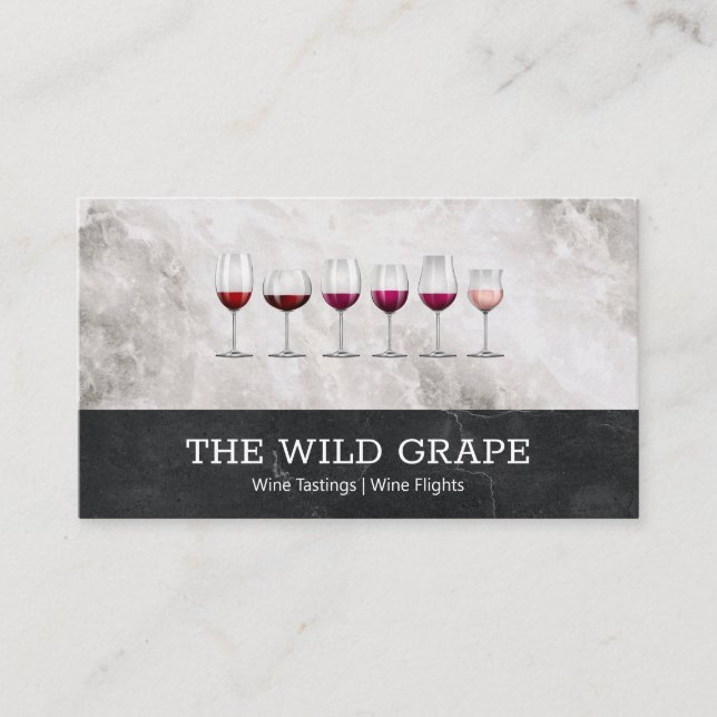 Carte De Visite Dégustation De Vins | Marbre | Vins (Devant)