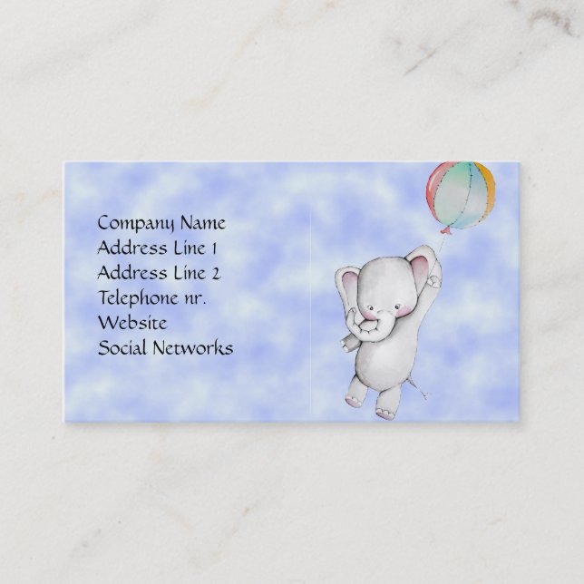 Carte de visite d'éléphant de bébé (Devant)