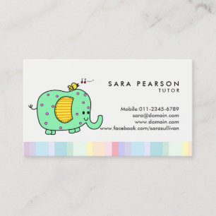 Carte de visite d'éléphant Tutor mignon Spotty