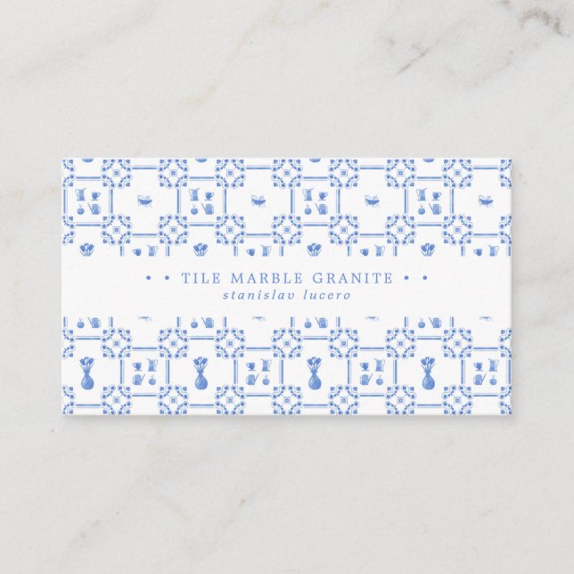 Carte de visite Delft Blue et White Tile (Devant)