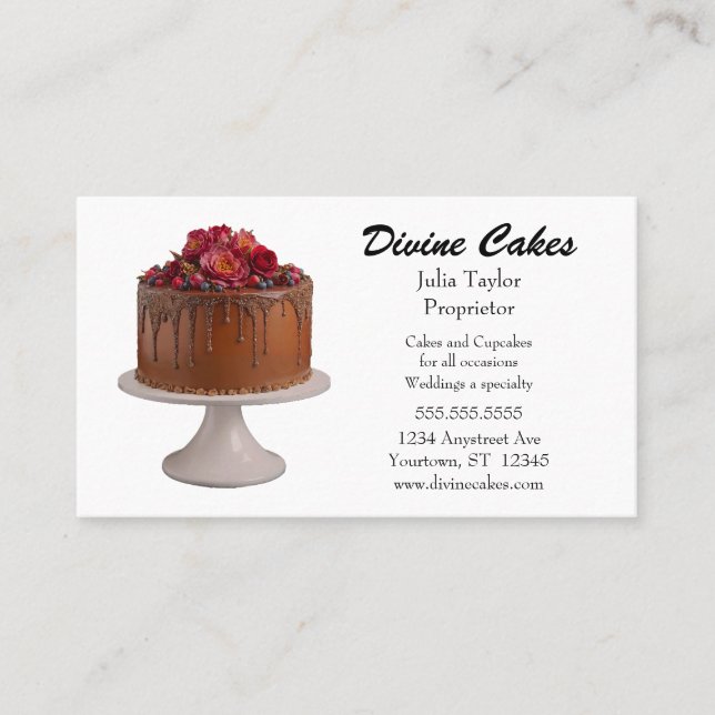 Carte De Visite Délicieux gâteau au chocolat boulangerie boulanger (Devant)