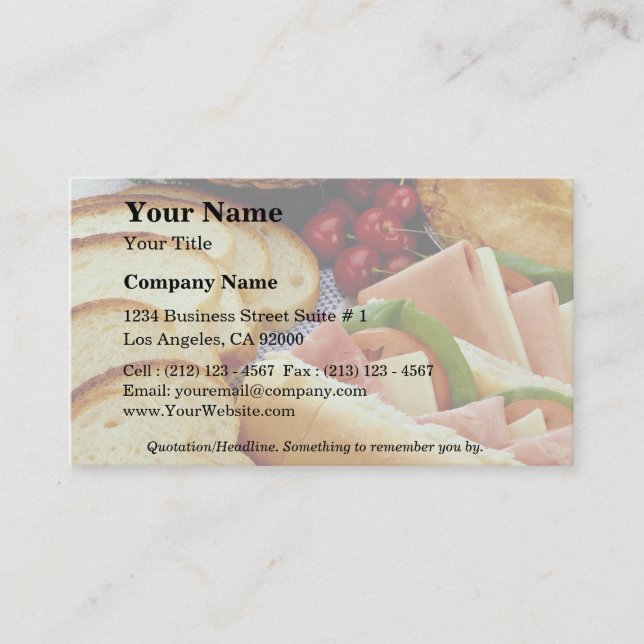 Carte De Visite Délicieux pain, sandwiches, tarte et biscuits (Devant)
