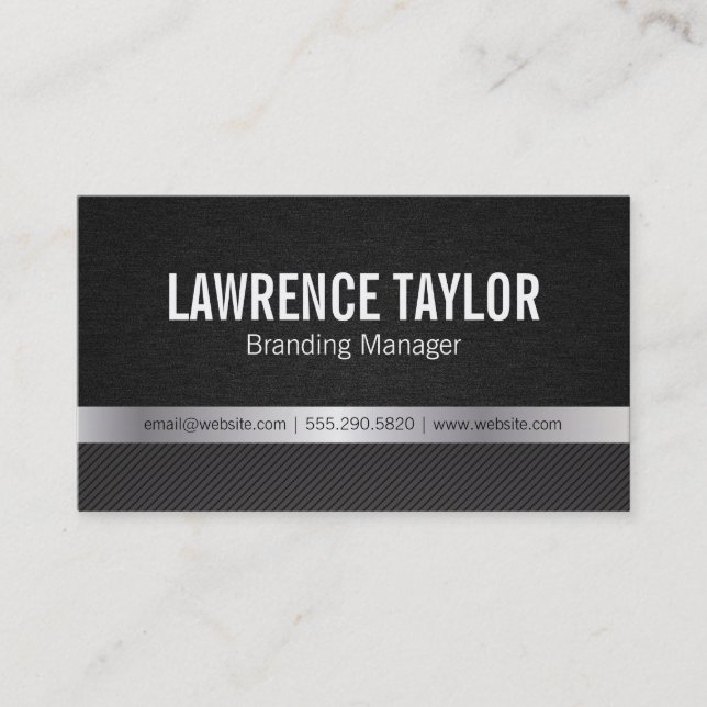 Carte De Visite Deluxe | texture / argent / rayures (Devant)