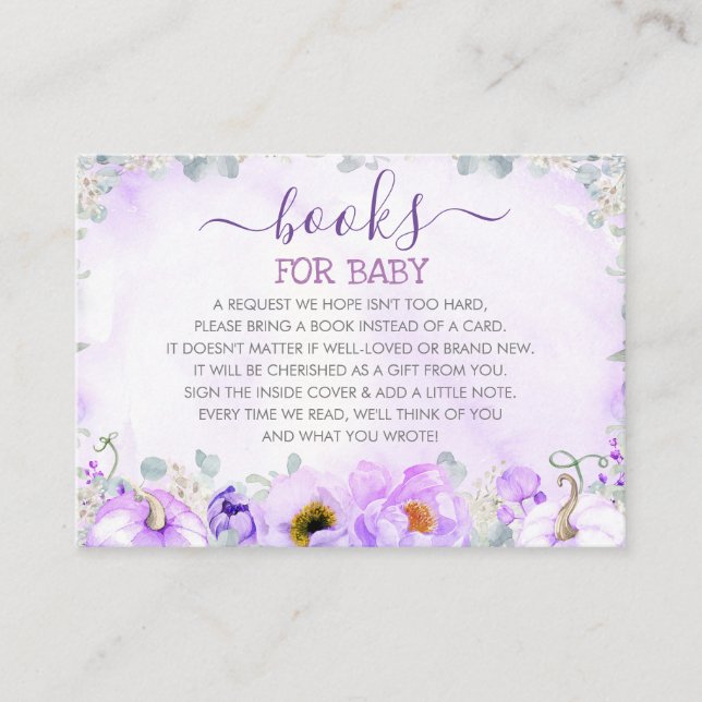 Carte De Visite Demande de Baby shower Citrouille violet (Devant)