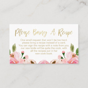Carte De Visite Demande de Fête de l'mariée Floral Rose Recette