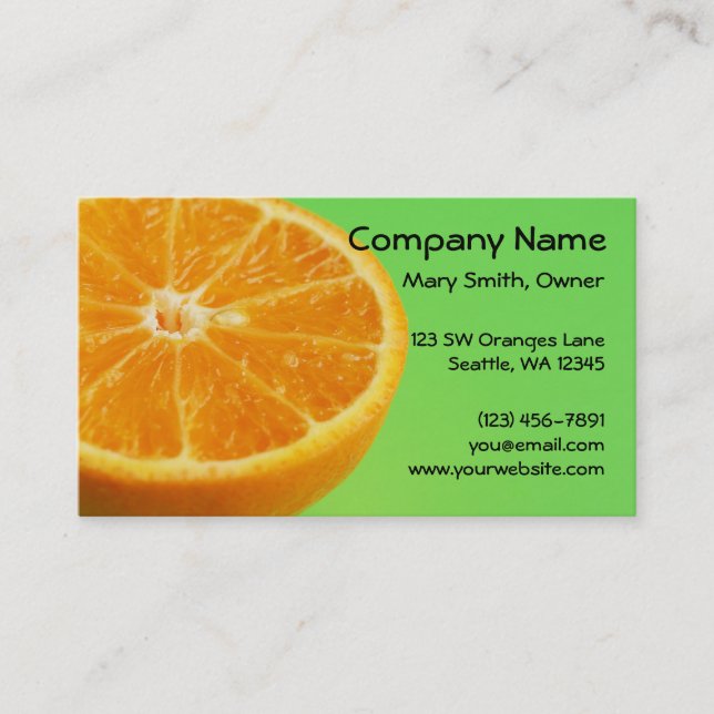 Carte De Visite Demi de tranche de fruit orange (Devant)