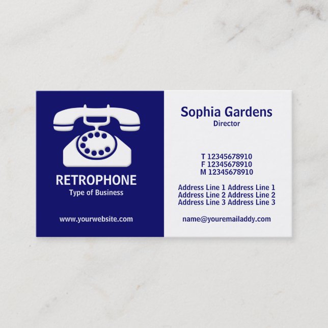 Carte De Visite Demi et demi (téléphone) - Bleu et Blanc (Devant)