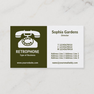 Carte De Visite Demi et demi (téléphone) - Vert et blanc d'olive f