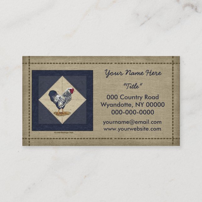 Carte De Visite Denim de coq de Wyandotte lacé par argent (Devant)