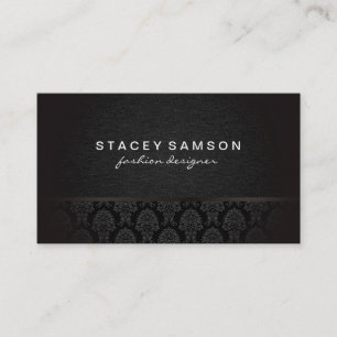 Carte De Visite Denim Luxe tendance avec modèle Damask élégant