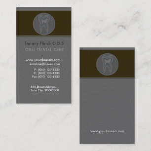 Carte De Visite Dent grise minimaliste de dentiste véritablement