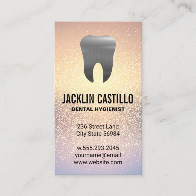 Carte De Visite Dent métallique argenté | dentisterie | Shimmer (Devant)