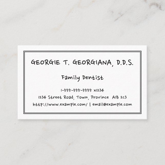 Carte de visite dentaire familial simple (Devant)