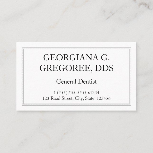 Carte de visite dentaire général de base (Devant)