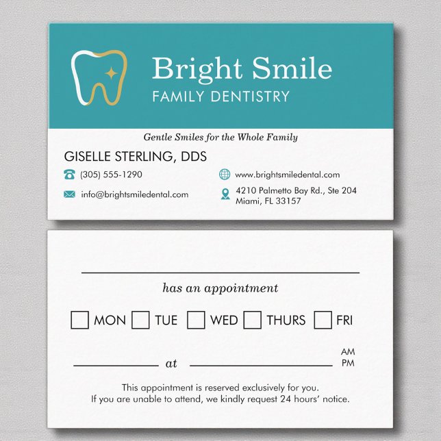 Carte De Visite Dental Appointment Reminder (Créateur téléchargé)