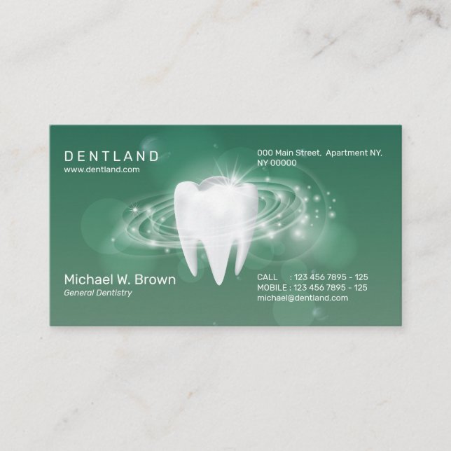 Carte De Visite Dental green Dentist 3D Dents Rendez-vous (Devant)