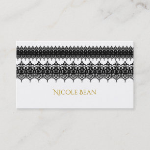 Carte De Visite Dentelle blanche et noire look mariage élégant