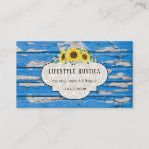 Carte De Visite Dentelle en bois rustique Shabby Grunge Tournesol 