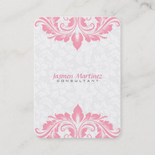 Carte De Visite Dentelle rose blanche en damas