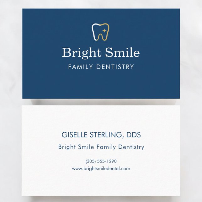 Carte De Visite Dentist Blue Tooth Icon Branding (Créateur téléchargé)
