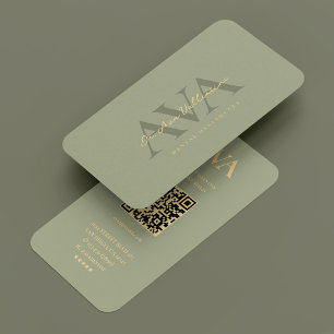 Carte De Visite Dentist Dental Orthodontist Sage Monogram Modern