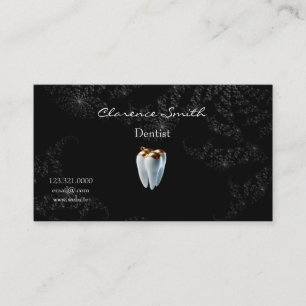 Carte De Visite Dentiste Black Starry Night Gold Tooth