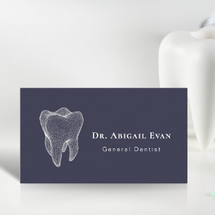 Carte De Visite Dentiste Bleu Marine Professionnel Dent 3D Moderne