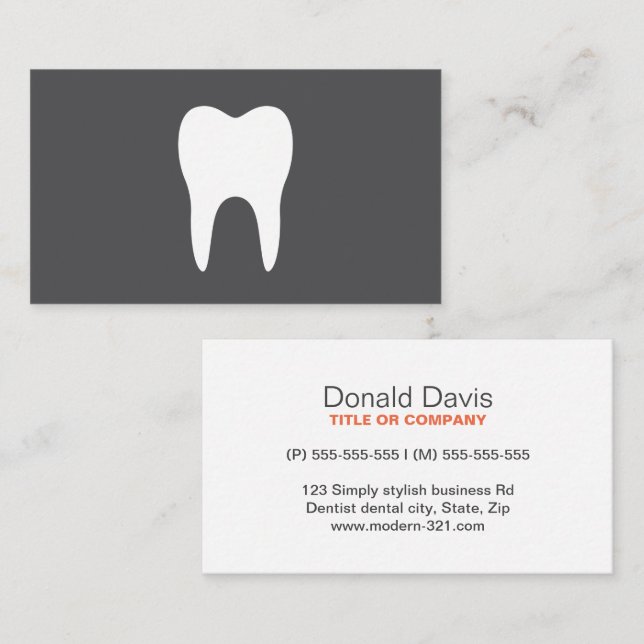 Carte De Visite dentiste minimaliste simple à dents blanches (Devant / Derrière)