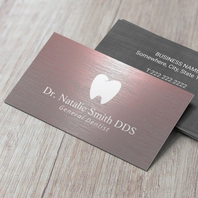 Carte De Visite Dentiste moderne brossé Rose Gold Dental Office (Créateur téléchargé)