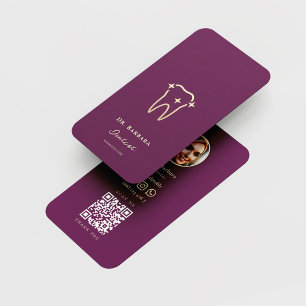 CARTE DE VISITE DENTISTE MODERNE ORTHODONTISTE LUXUEUX PURPLE OR