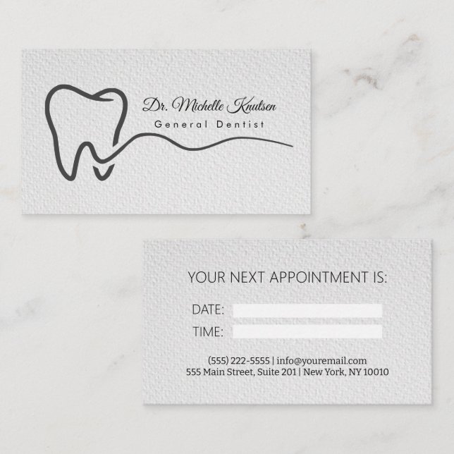 Carte De Visite Dentiste professionnel Dental Nomination affaires (Devant / Derrière)