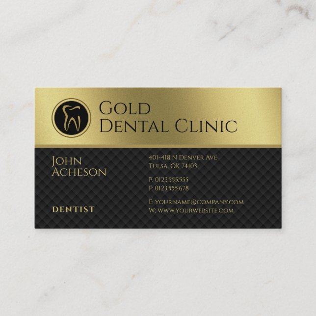 Carte De Visite Dentiste professionnel | Or (Devant)