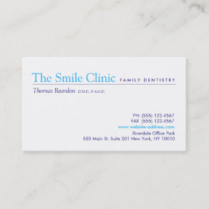 Carte De Visite Dentiste simple Famille Dentistère Blanc